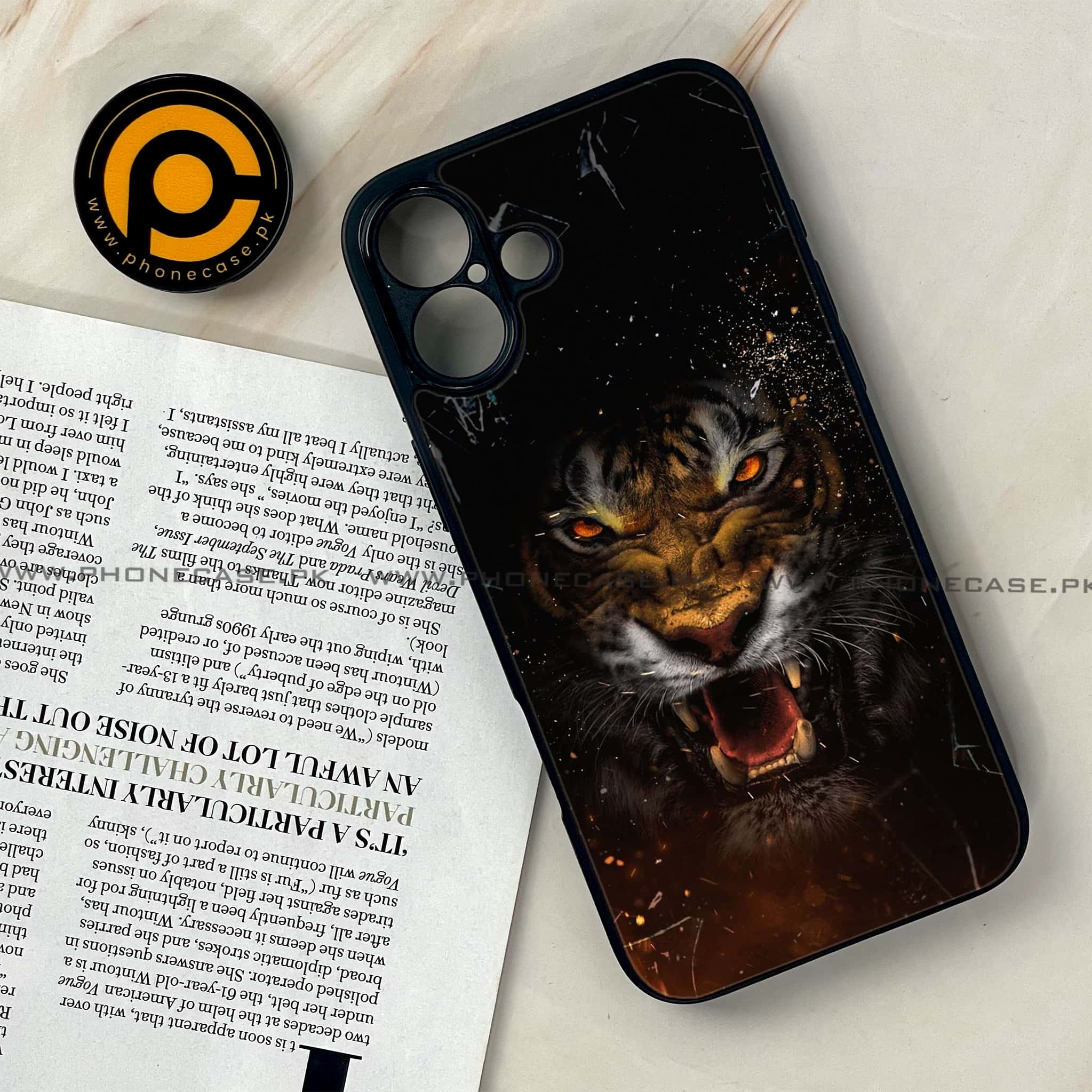 iPhone 16 Plus - Tiger Series - Premium Printed Glass soft Bumper shock Proof Case