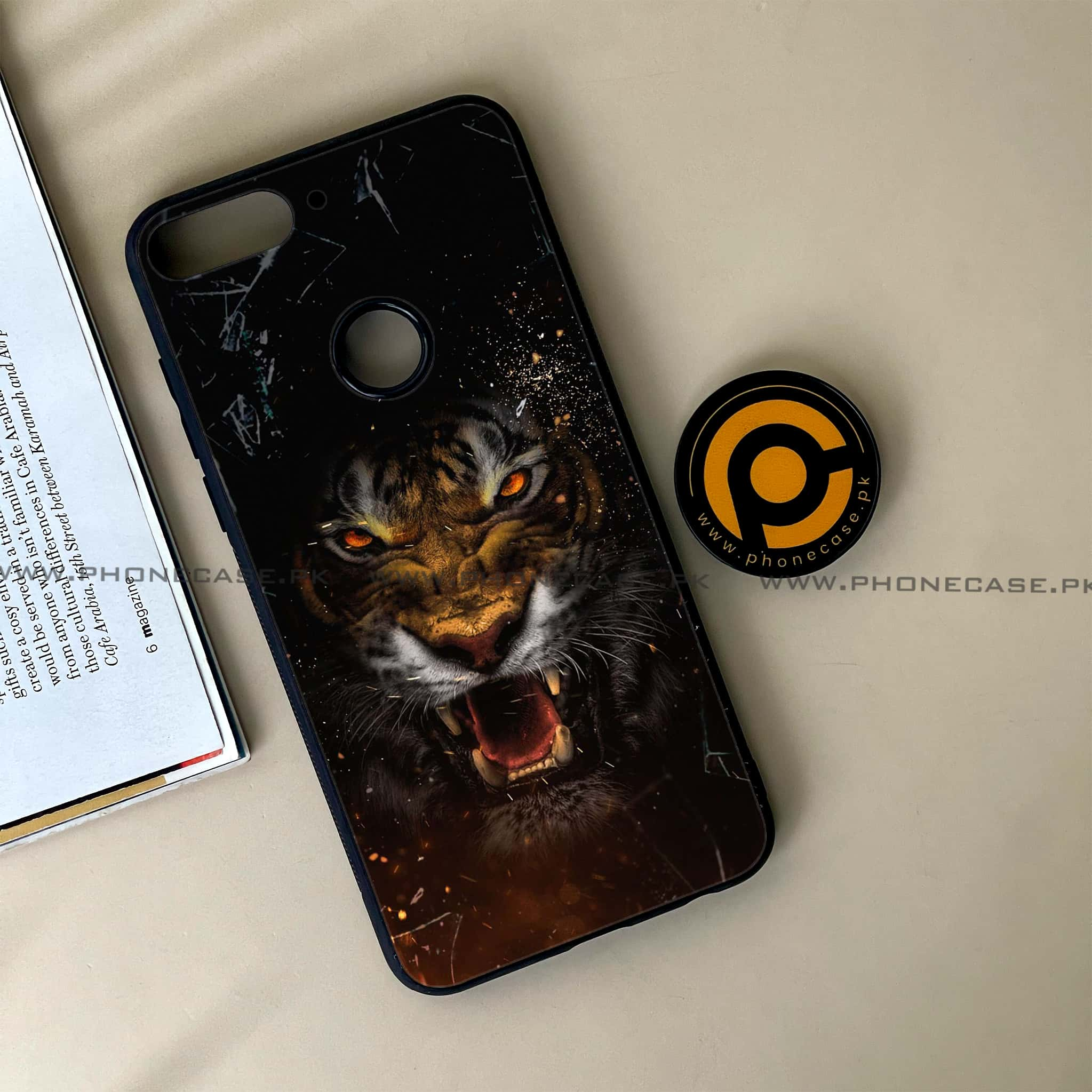 Huawei Y7 Prime (2018) - Tiger Series - Premium Printed Glass soft Bumper shock Proof Case