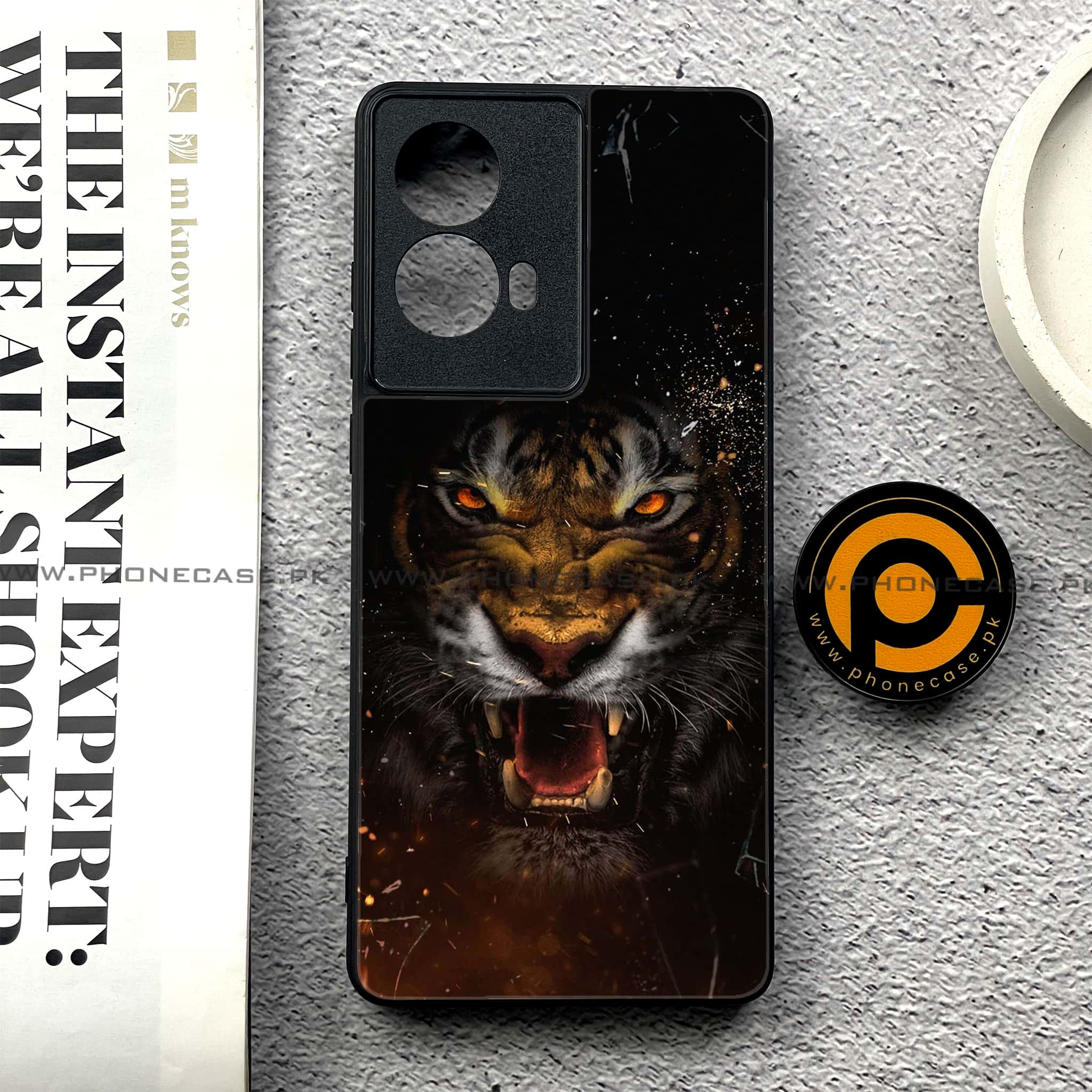 Moto G85 - Tiger Series - Premium Printed Glass soft Bumper shock Proof Case
