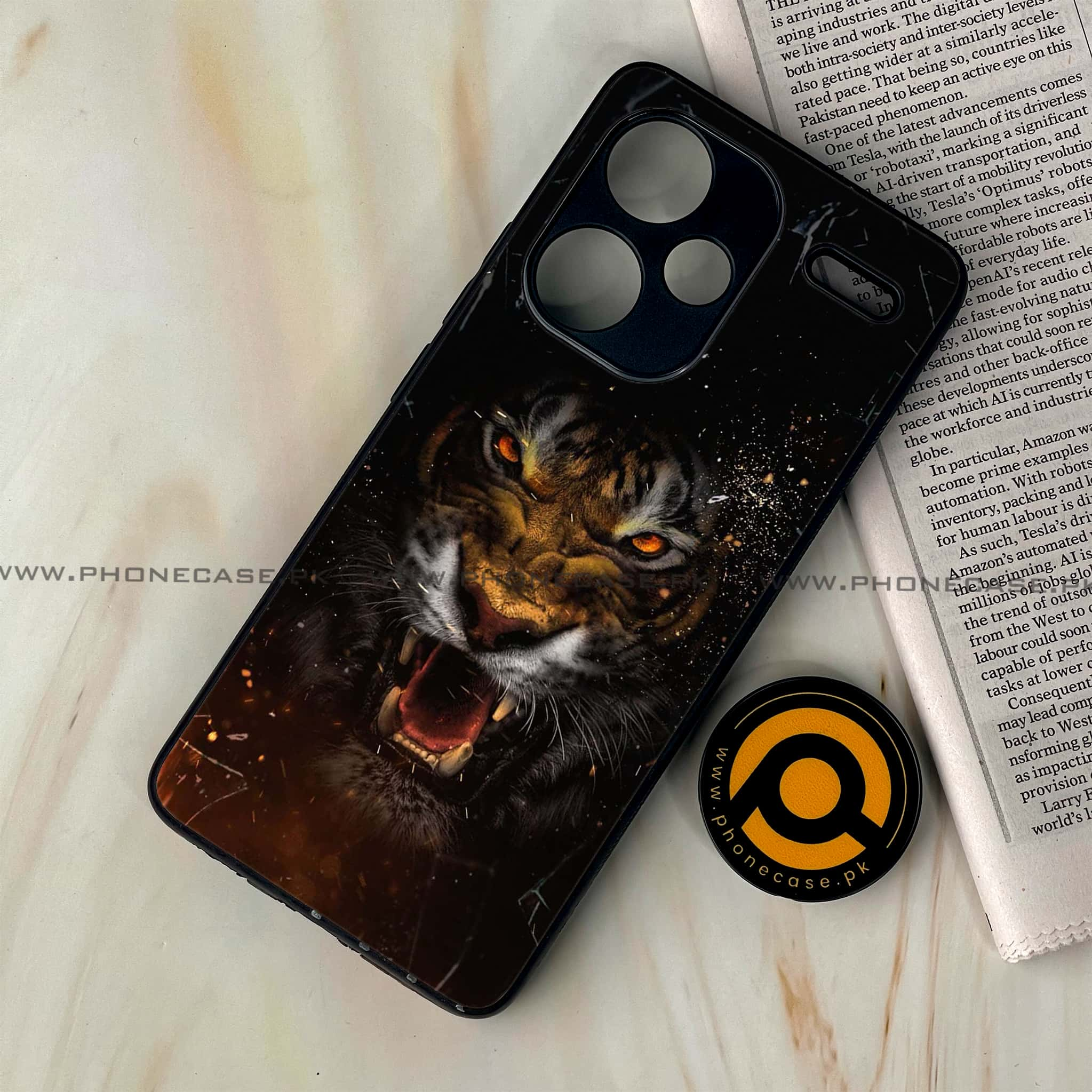 Redmi Note 13 Pro Plus 5G - Tiger Series - Premium Printed Glass soft Bumper shock Proof Case