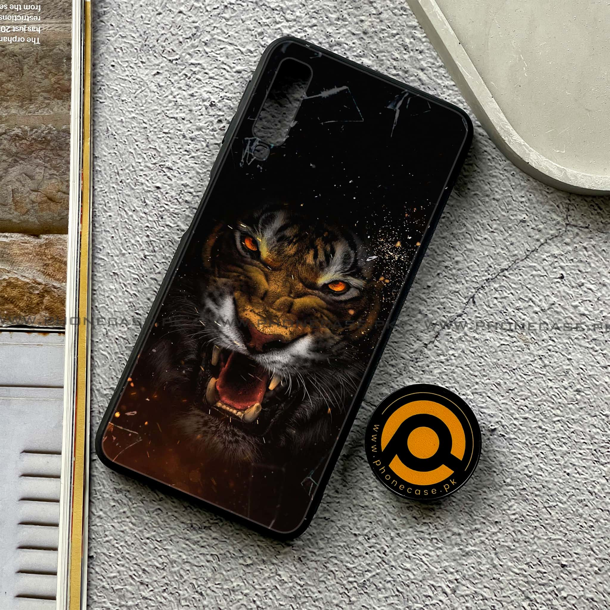 Galaxy A7 2018 - Tiger Series - Premium Printed Metal soft Bumper shock Proof Case