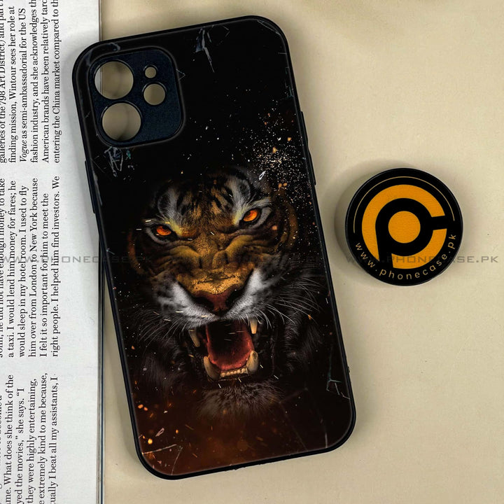 iPhone 12  Tiger Art Design 9 Premium Metal Printed soft Bumper shock Proof Case CS-15326