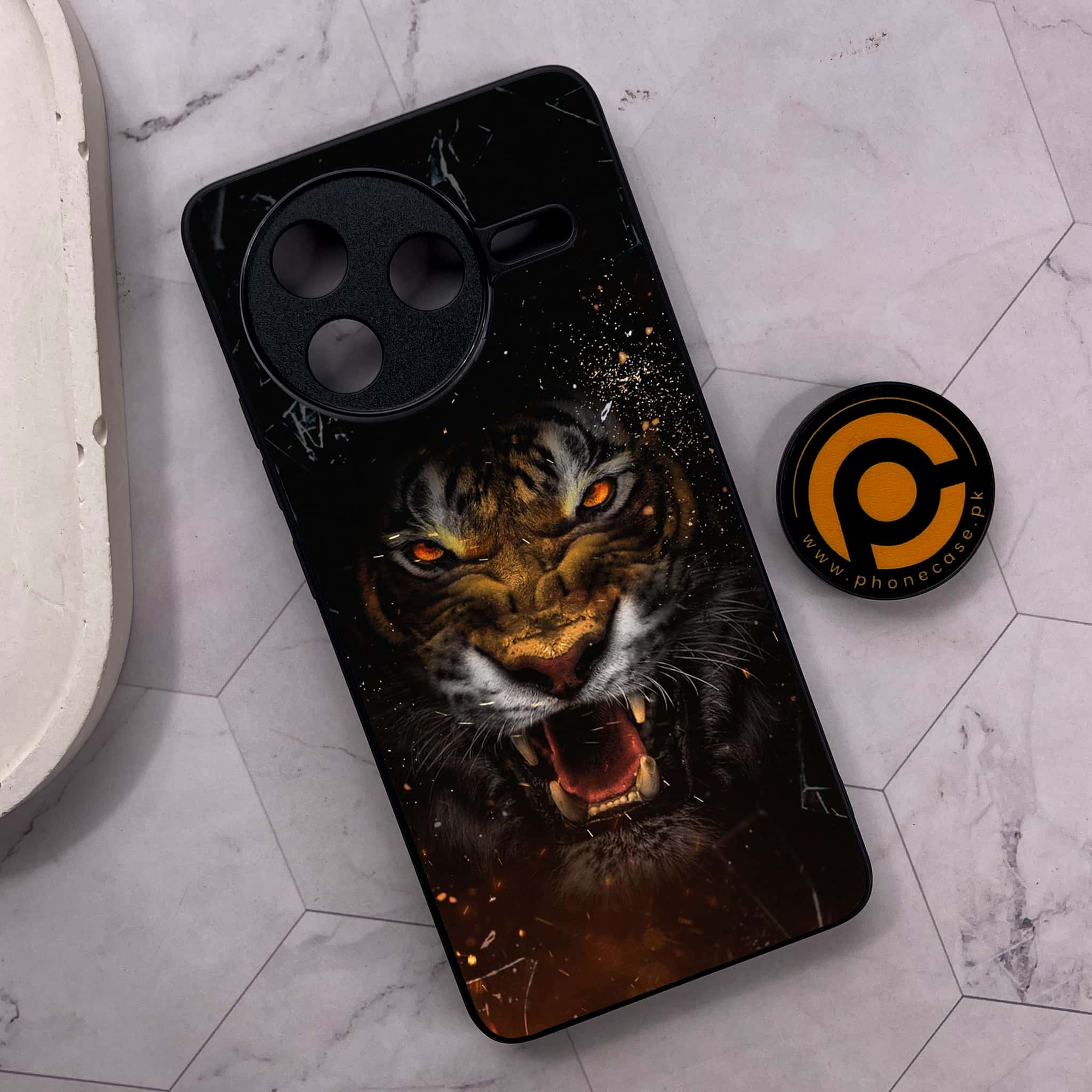 Xiaomi Poco F7 Pro 5G - Tiger Series - Premium Metal Printed soft Bumper shock Proof Case