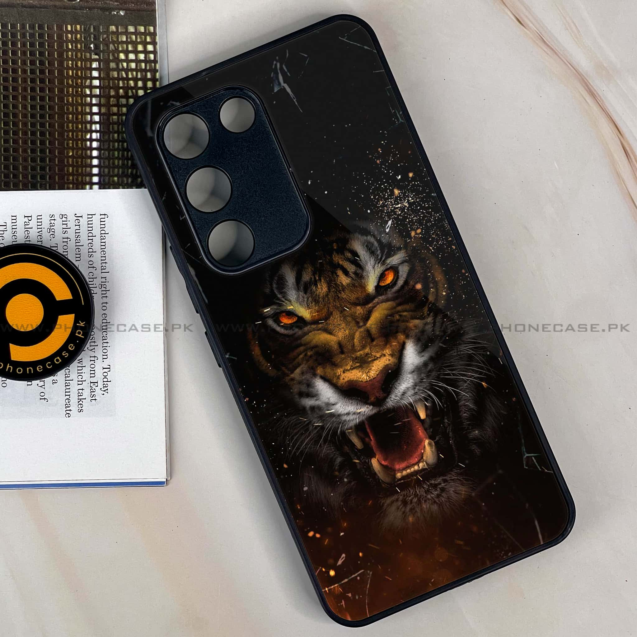 Vivo Y100 - Tiger Series - Premium Printed Glass soft Bumper shock Proof Case