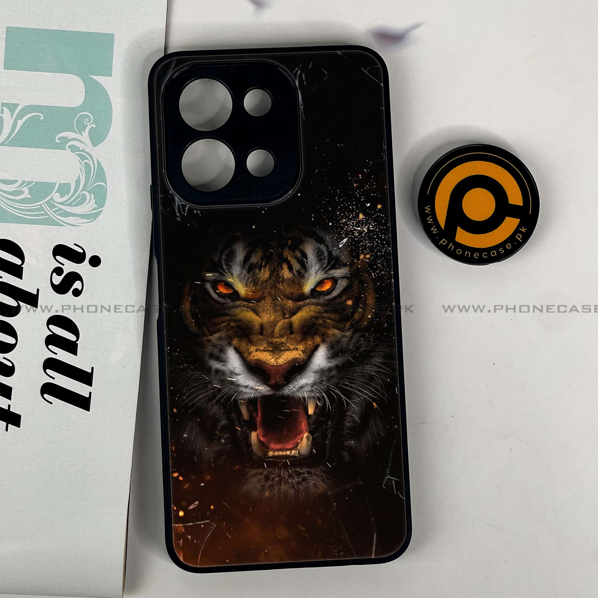 Vivo Y28 - Tiger Series - Premium Printed Glass soft Bumper shock Proof Case