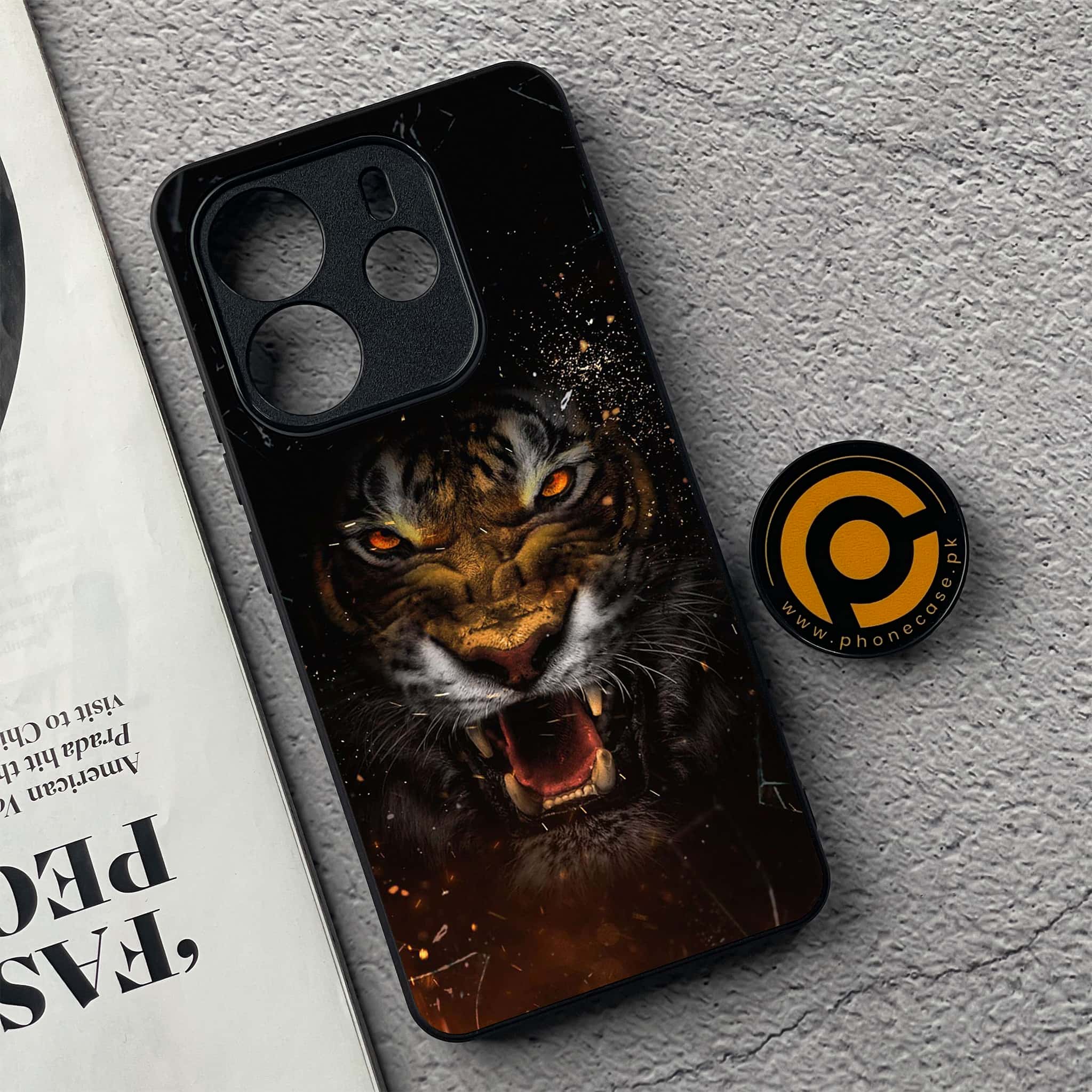 Xiaomi Redmi Note 14 - Tiger Series - Premium Printed Glass soft Bumper shock Proof Case