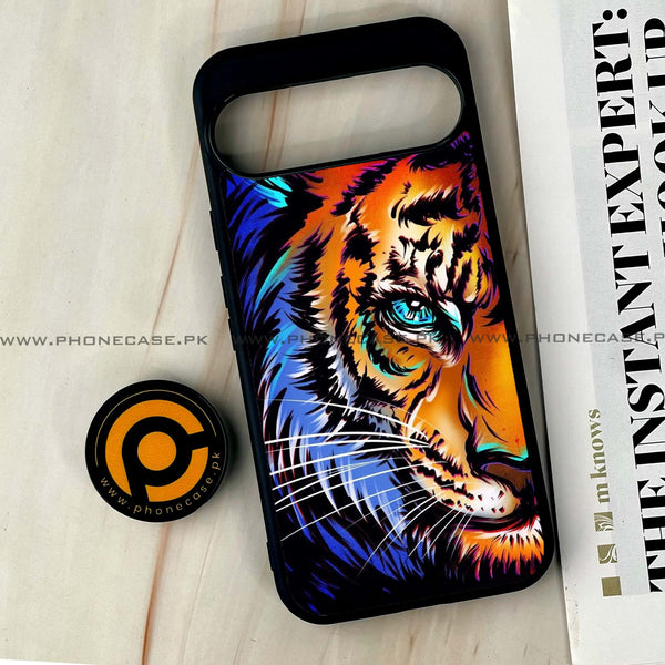 Google Pixel 9 Pro XL - Tiger Art - Premium Printed Glass soft Bumper shock Proof Case