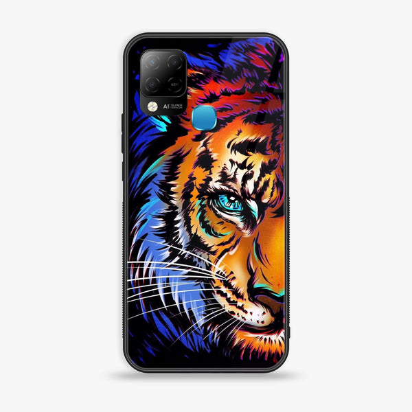 Infinix Hot 10s  Tiger Art  Premium Printed Glass soft Bumper Shock Proof Case