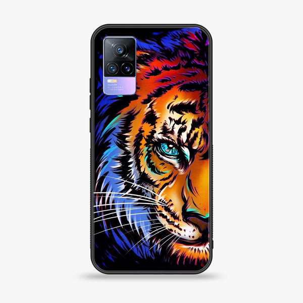 Vivo V21e - Tiger Art - Premium Printed Glass soft Bumper Shock Proof Case