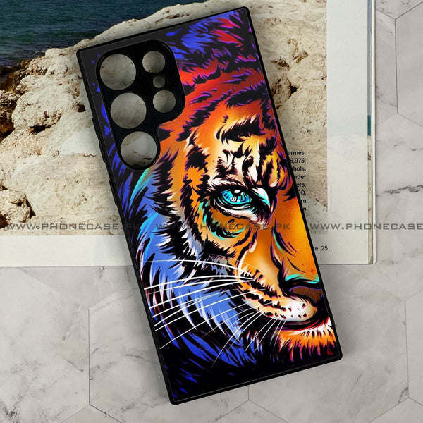 Samsung Galaxy S23 Ultra - Tiger Art - Premium Printed Glass soft Bumper Shock Proof Case