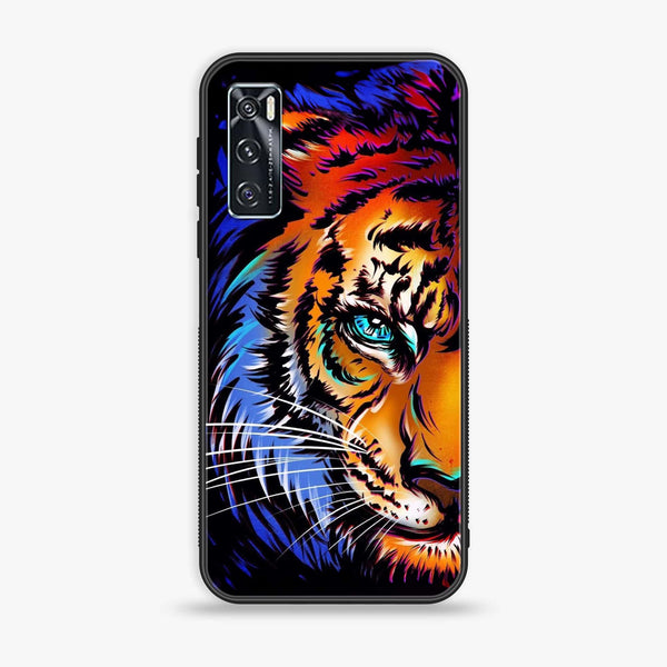 Vivo V20 SE - Tiger Art - Premium Printed Glass soft Bumper Shock Proof Case CS-25565