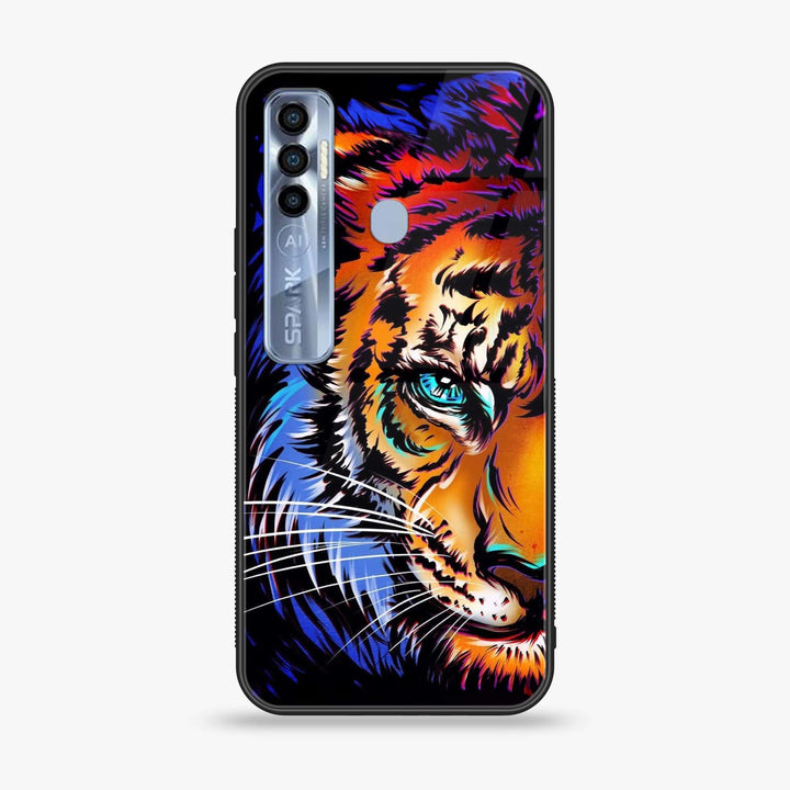 Tecno Spark 7 Pro - Tiger Art - Premium Printed Glass soft Bumper Shock Proof Case