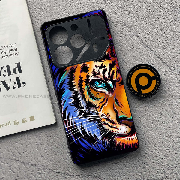 Tecno Pova 6 Pro - Tiger Art - Premium Metal  Printed soft Bumper shock Proof Case