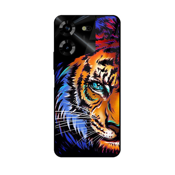 Tecno Pova 5 Pro - Tiger Art -  Premium Printed Metal soft Bumper shock Proof Case
