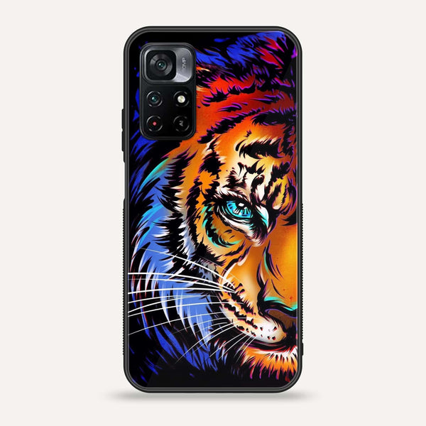 Xiaomi Poco M4 Pro 5G - Tiger Art -  Premium Printed Metal soft Bumper shock Proof Case