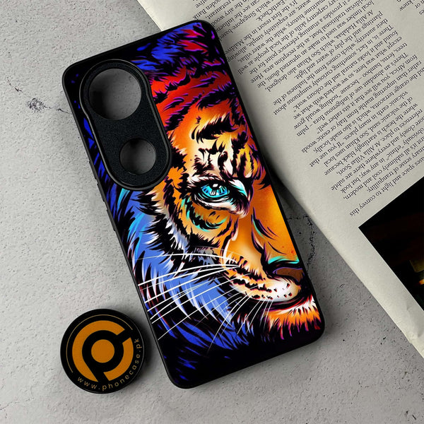 Vivo V50 - Tiger Art - Premium Metal Printed Soft Bumper Shockproof Case