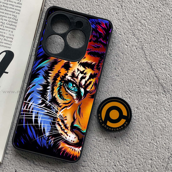 Infinix Smart 8 - Tiger Art - Premium Metal Printed soft Bumper shock Proof Case