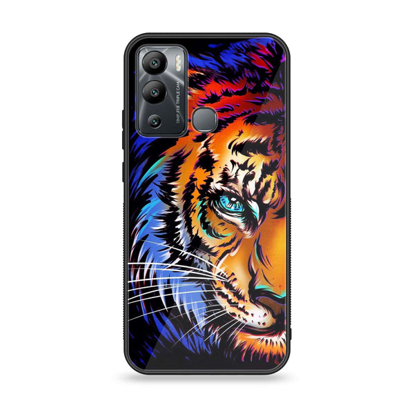 Infinix Hot 12i - Tiger Art - Premium Printed Glass soft Bumper Shock Proof Case