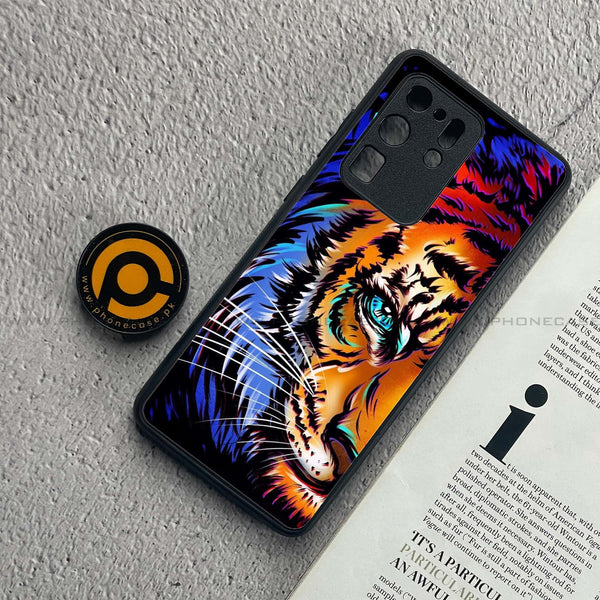 Samsung Galaxy S20 Ultra - Tiger Art - Premium Metal  Printed soft Bumper shock Proof Case