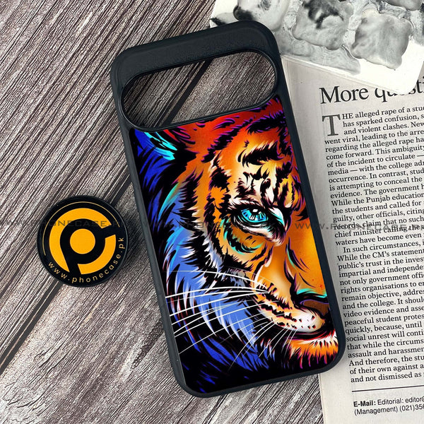 Google Pixel 9 - Tiger Art - Premium Printed Glass soft Bumper shock Proof Case