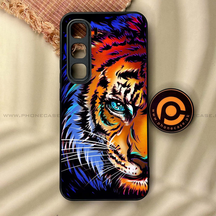Infinix Hot 60 Pro - Tiger Art - Premium Metal Printed soft Bumper shock Proof Case CS-46416