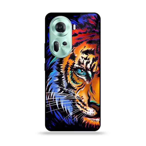 Oppo Reno 11 5G - Tiger Art -  Premium Printed Metal soft Bumper shock Proof Case CS-13909