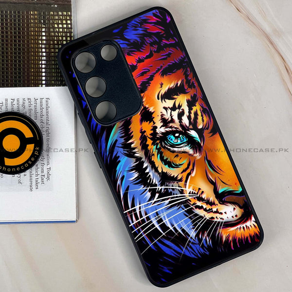 Vivo Y200e - Tiger Art -  Premium Printed Metal soft Bumper shock Proof Case