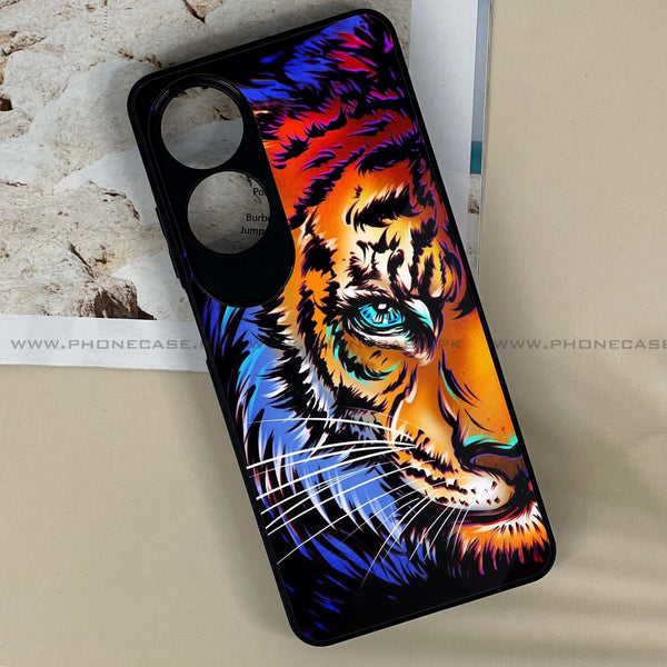 Oppo A60 - Tiger Art -  Premium Printed Metal soft Bumper shock Proof Case