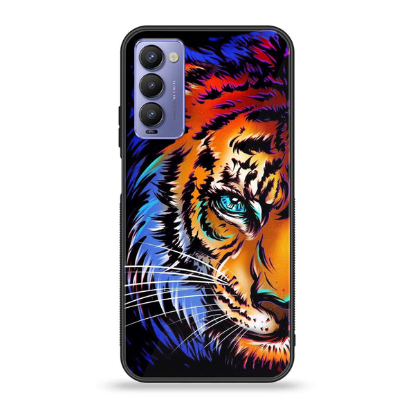 Tecno Camon 18T - Tiger Art - Premium Printed Glass soft Bumper Shock Proof Case