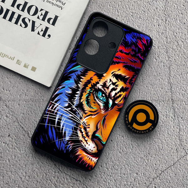 Realme Note 60x - Tiger Art - Premium Metal  Printed soft Bumper shock Proof Case