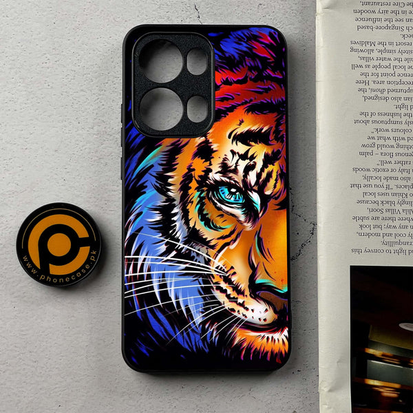 Oppo Reno 13 Pro - Tiger Art  - Premium Metal Printed Soft Bumper Shockproof Case