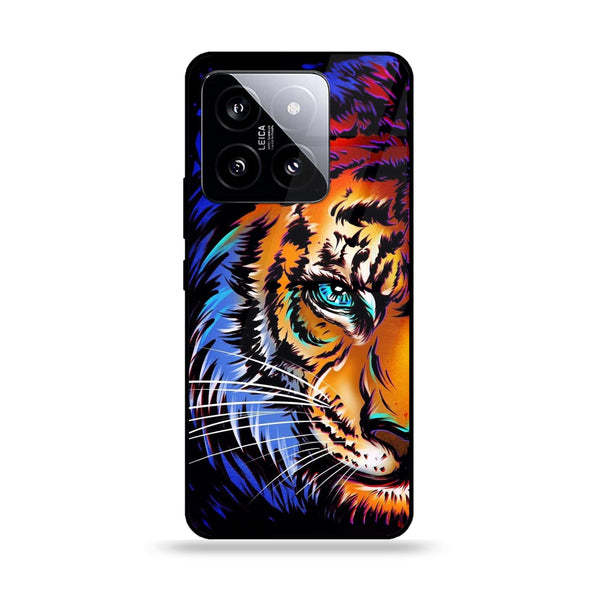 Xiaomi 14 - Tiger Art -  Premium Printed Metal soft Bumper shock Proof Case