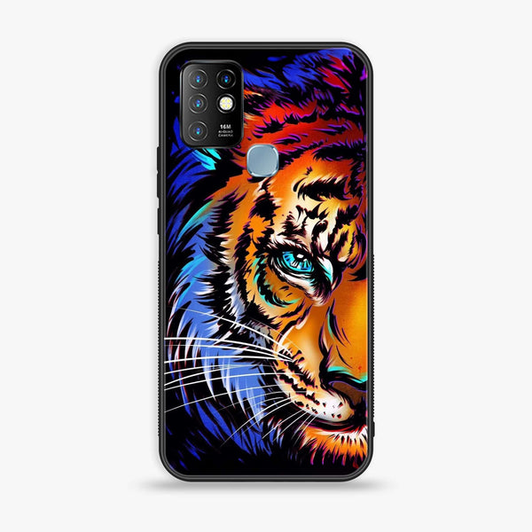 Infinix Hot 10 - Tiger Art -  Premium Printed Metal soft Bumper shock Proof Case