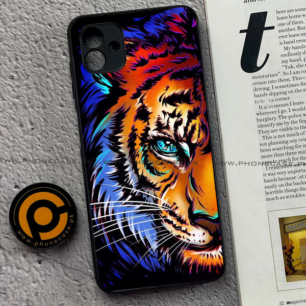 Samsung Galaxy A04 - Tiger Art - Premium Printed Glass soft Bumper Shock Proof Case