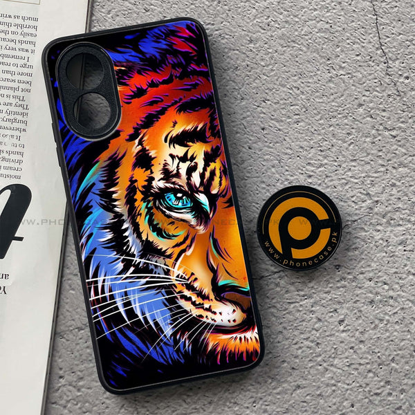Oppo A18 4G - Tiger Art -  Premium Printed Metal soft Bumper shock Proof Case