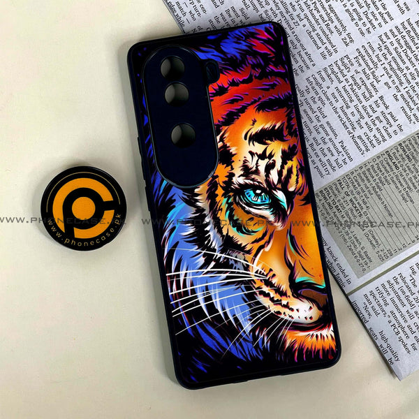 Vivo V40e - Tiger Art - Premium Printed Glass soft Bumper shock Proof Case