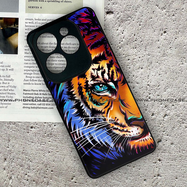 Infinix Hot 40 - Tiger Art - Premium Printed Glass soft Bumper Shock Proof Case