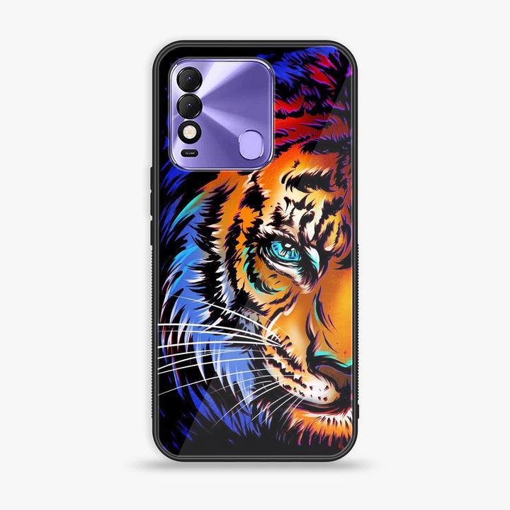 Tecno Spark 8 - Tiger Art - Premium Printed Glass soft Bumper Shock Proof Case