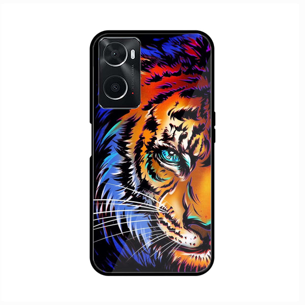 oppo A96 - Tiger Art - Premium Printed Glass soft Bumper Shock Proof Case