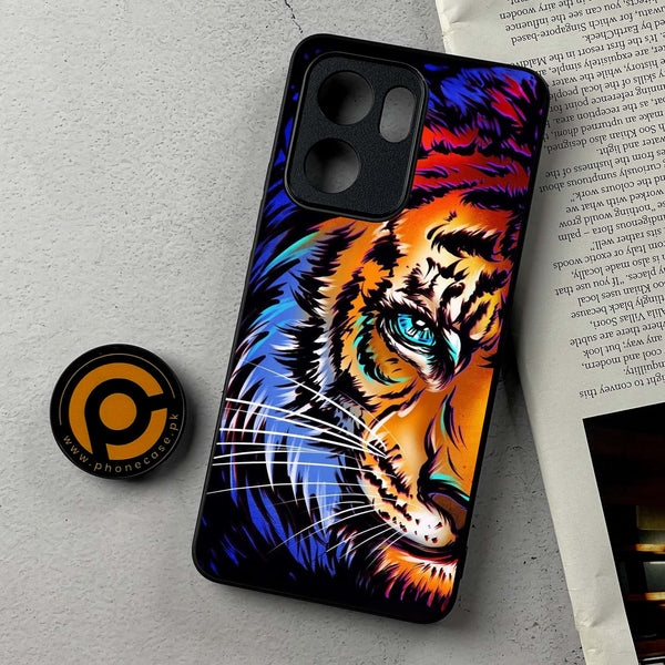 Oppo Reno 14F - Tiger Art - Premium Metal Printed Soft Bumper Shockproof Case