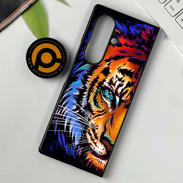 Samsung Galaxy Z Fold 7 - Tiger Art -  Premium Metal Printed soft Bumper shock Proof Case