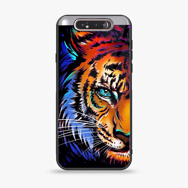 Samsung Galaxy A80 - Tiger Art - Premium Printed Glass soft Bumper shock Proof Case