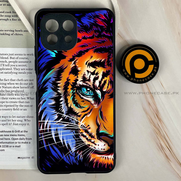 Mi 11 Lite - Tiger Art - Premium Printed Glass soft Bumper Shock Proof Case