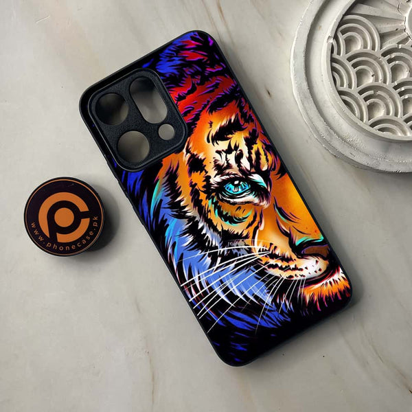Oppo Reno 14 5G - Tiger Art - Premium Metal Printed soft Bumper shock Proof Case