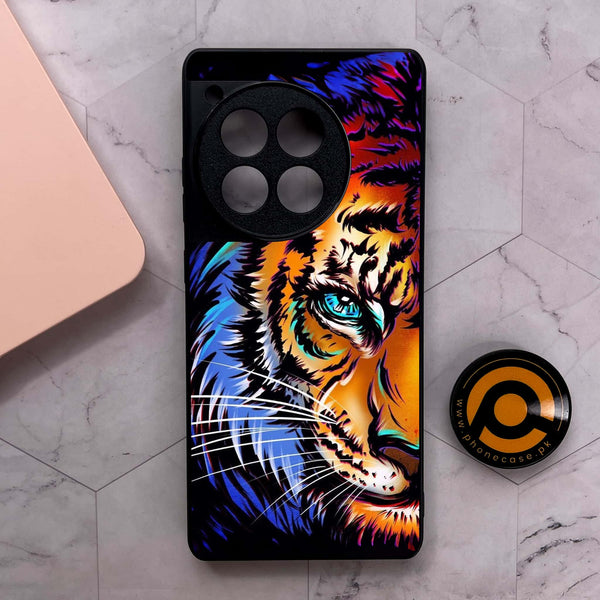OnePlus 12R - Tiger Art - Premium Metal Printed soft Bumper shock Proof Case