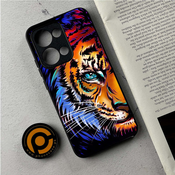 Oppo Reno 13 - Tiger Art - Premium Metal Printed Soft Bumper Shockproof Case