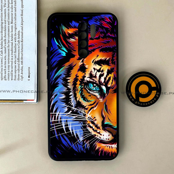 Xiaomi Redmi 9 - Tiger Art - Premium Printed Glass soft Bumper Shock Proof Case