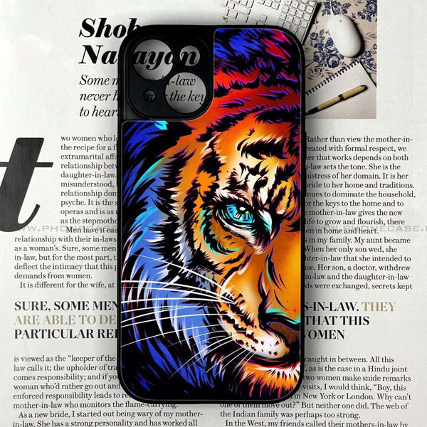 iPhone 15 - Tiger Art - Premium Printed Glass soft Bumper Shock Proof Case