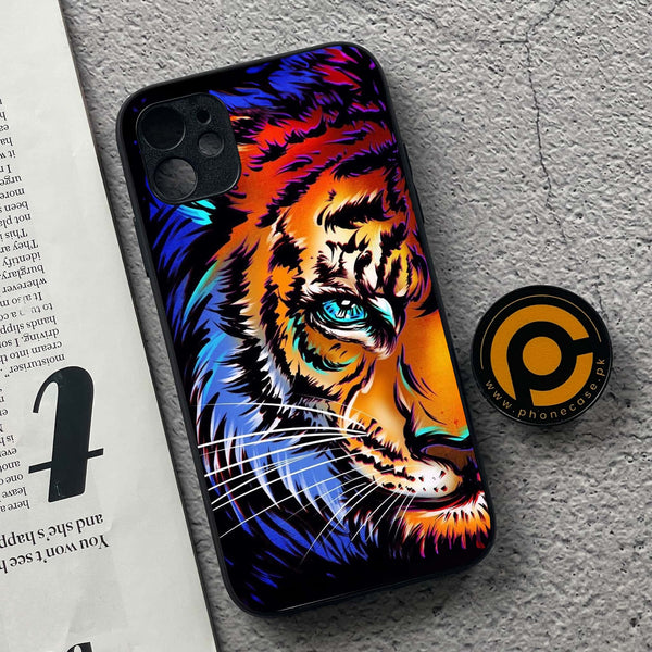 iPhone 11 - Tiger Art - Premium Printed Glass soft Bumper shock Proof Case