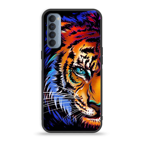 Oppo Reno 4 Pro 4G - Tiger Art - Premium Printed Glass soft Bumper Shock Proof Case